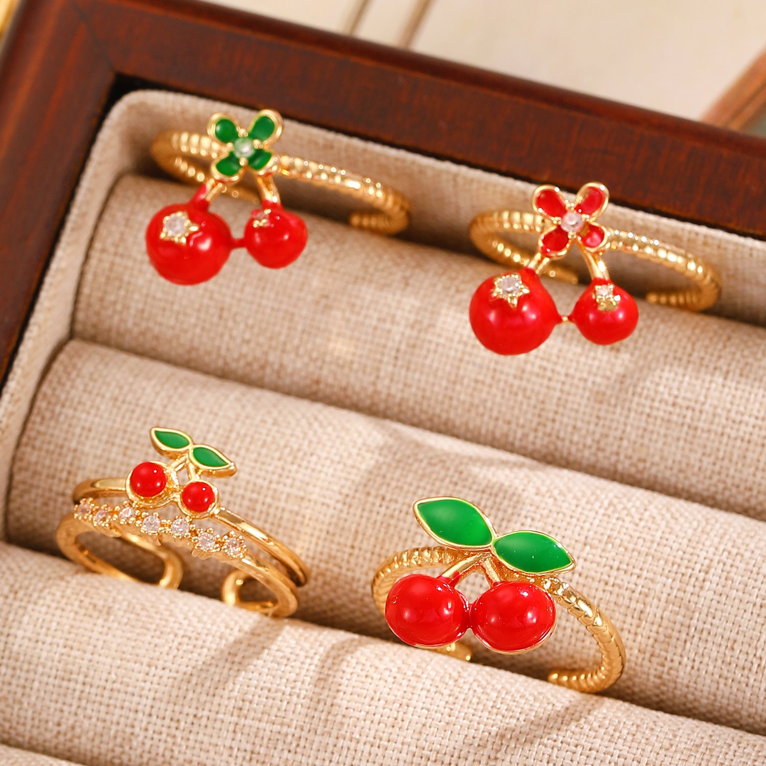Wholesale Sweet Love Cherry Open Ring